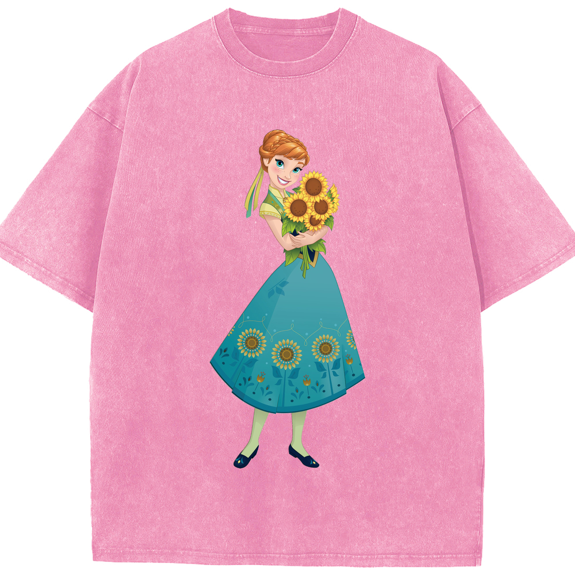 （画像用） アナと雪の女王 アンナ エルサ Frozen Anna Elsa 綿100% ヴィンテージ風 半袖Tシャツ（フロントプリント）
